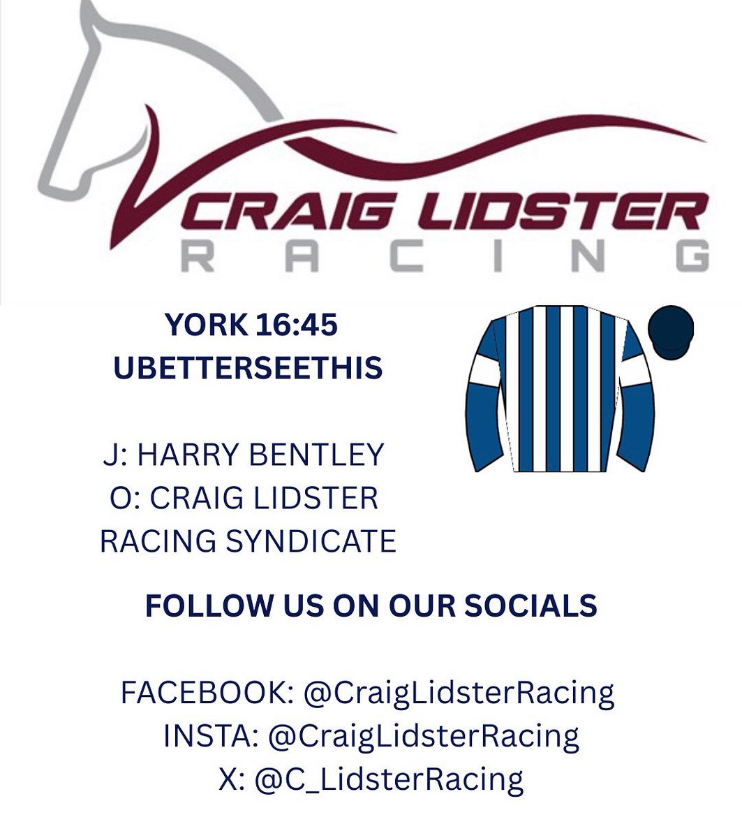 1️⃣ runner <a href="/yorkraces/">yorkraces</a> 🔵⚪

Ubetterseethis for our syndicate owners today 💪

Massive credit to Craig, Laura, Matty, Millie, Ava and the extended Lidster team for all there hard work in getting Ubetterseethis to a stage where he deserves his chance in a race of this standard