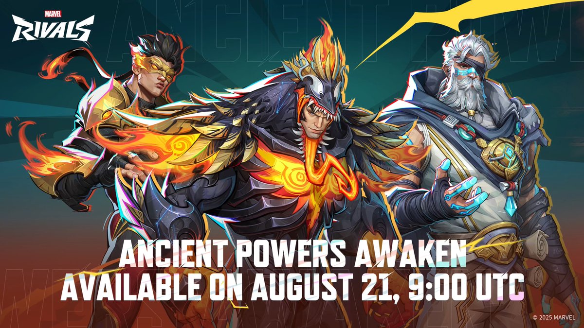 Rivals Mega (@marvelrivalsnet) on Twitter photo 🎁3 * 1000 Lattice will be given away for the Ancient Powers Awaken Pass.
To join:
1⃣like
2⃣comment your fav skin from this pass
3⃣retweet this post
4⃣follow <a href="/MarvelRivalsNet/">Rivals Mega</a>
WATCH LIVE COUNTDOWN marvel-rivals.net/giveaway, giveaway ends in 26th Aug. 🎁3 * 1000 Lattice will be given away for the Ancient Powers Awaken Pass.
To join:
1⃣like
2⃣comment your fav skin from this pass
3⃣retweet this post
4⃣follow <a href="/MarvelRivalsNet/">Rivals Mega</a>
WATCH LIVE COUNTDOWN marvel-rivals.net/giveaway, giveaway ends in 26th Aug.
