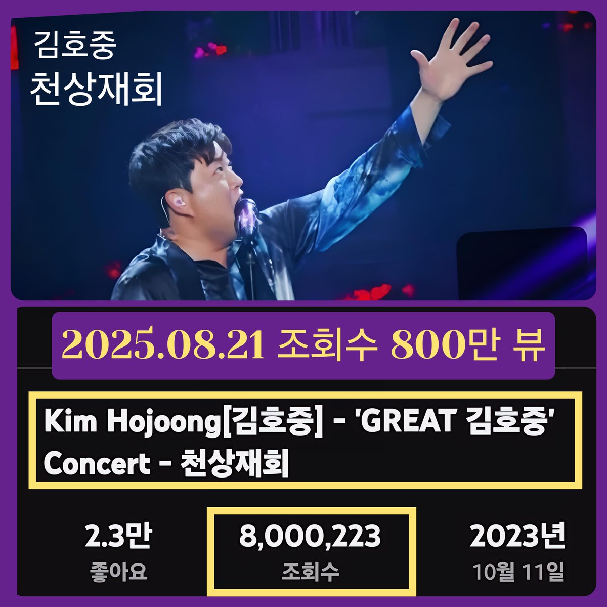 1Meein1's tweet photo. 김호중 [천상재회] 유튜브 공식채널 영상 조회수 800만 뷰 돌파 - 'GREAT 김호중' Concert 실황 #GREAT김호중Concert_천상재회_800만뷰 #김호중공식채널_천상재회_8M #KIMHOJOONG  #TVAROTTI   #트바로티김호중 #김호중장르 #김호중노래 #김호중세상 #김호중클래식 
https://t.co/OpNvIZXbEs https://t.co/TrKcHPrHIE