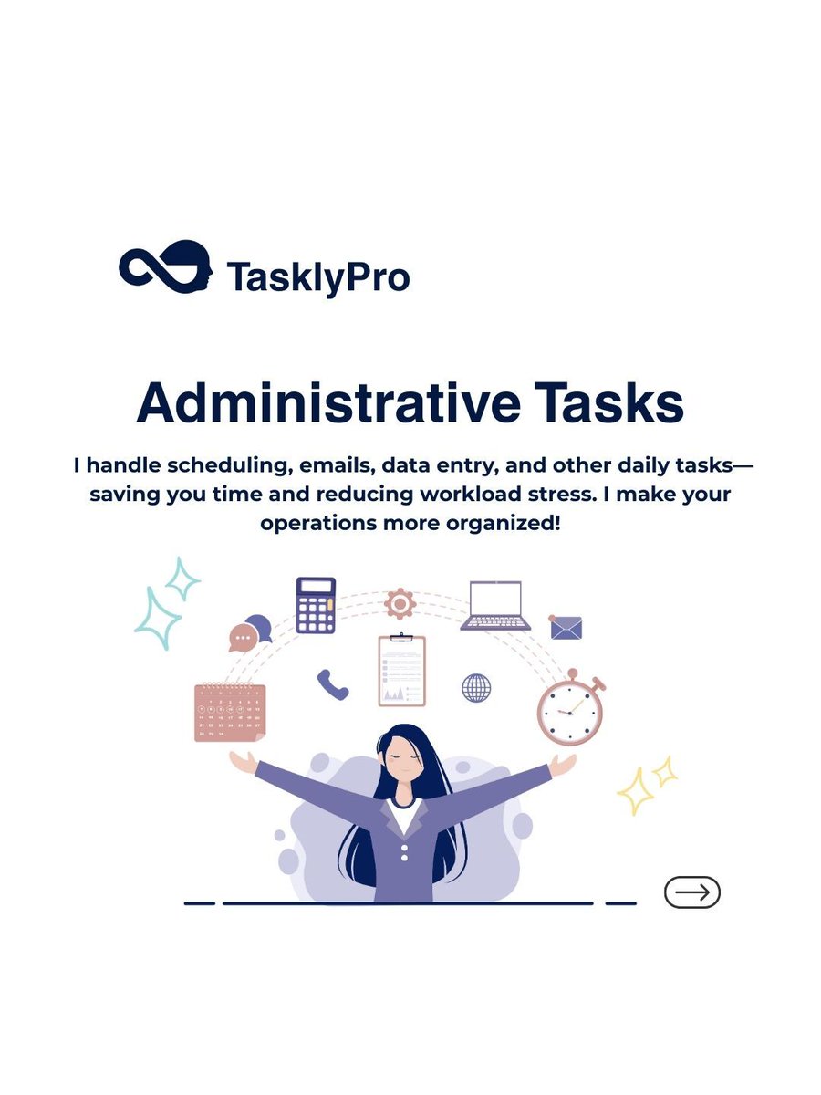 TasklyPro's tweet image. Hi, I’m TasklyPro!
Your go-to Virtual Assistant for administrative tasks, social media management, content creation, and basic video editing. 

💬 DM me and let’s get started! 

 linktr.ee/taskly_pro 

#VirtualAssistant #VAservices#TaskManagement #TasklyPro #YourTaskAlly