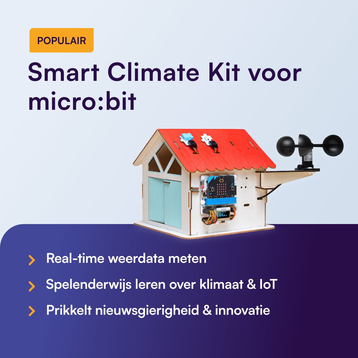 🌦️ Met de Smart Climate Kit ontdekken kinderen spelenderwijs hoe technologie en natuur samenkomen. 

Ze meten o.a. temperatuur, UV en stofdeeltjes en leren over weer &amp; data. Perfect voor jonge onderzoekers! (huisje niet inbegrepen)

Bestel vandaag nog via: ow.ly/MO9h50WHmFc