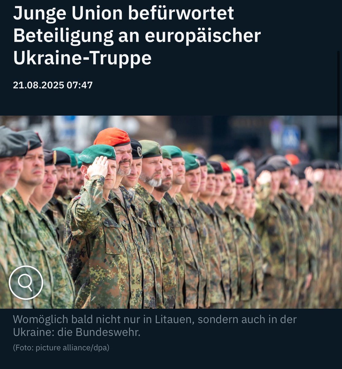 IngoW's tweet image. Junge Union befürwortet Beteiligung an europäischer Ukraine-Truppe 

90.000 Mitglieder in der Jungen Union. Na dann, Personalprobleme der Bundeswehr gelöst.