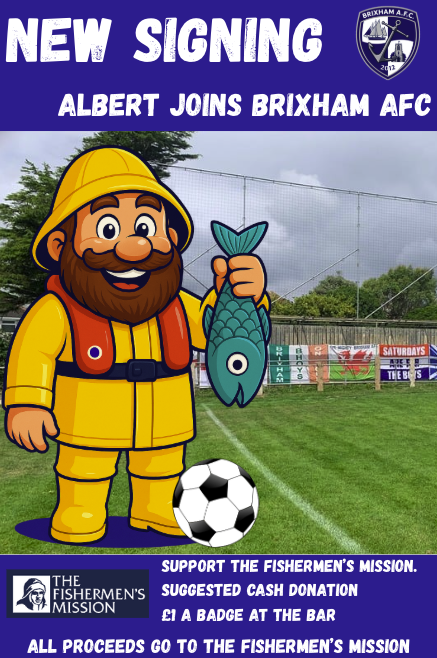 Brixham AFC (@brixhamafc) on Twitter photo <a href="/BrixhamAFC/">Brixham AFC</a> are proud to announce our new star signing!
We have teamed up with the Fishermen's Mission & for a £1 Cash Donation at the bar, you can have Albert join your team. 2 designs to choose from & all proceeds go to the Fishermen's Mission!
Check out their amazing work <a href="/BrixhamAFC/">Brixham AFC</a> are proud to announce our new star signing!
We have teamed up with the Fishermen's Mission & for a £1 Cash Donation at the bar, you can have Albert join your team. 2 designs to choose from & all proceeds go to the Fishermen's Mission!
Check out their amazing work