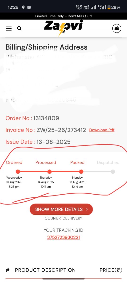 div8421's tweet photo. Ur srvc hs bcme totally usels @Zap official  my earlier ordrs dlvrd in 5d but this not shipped even after 8 day. This is unprofessional and total sh**t. https://t.co/zz8rXKniIR