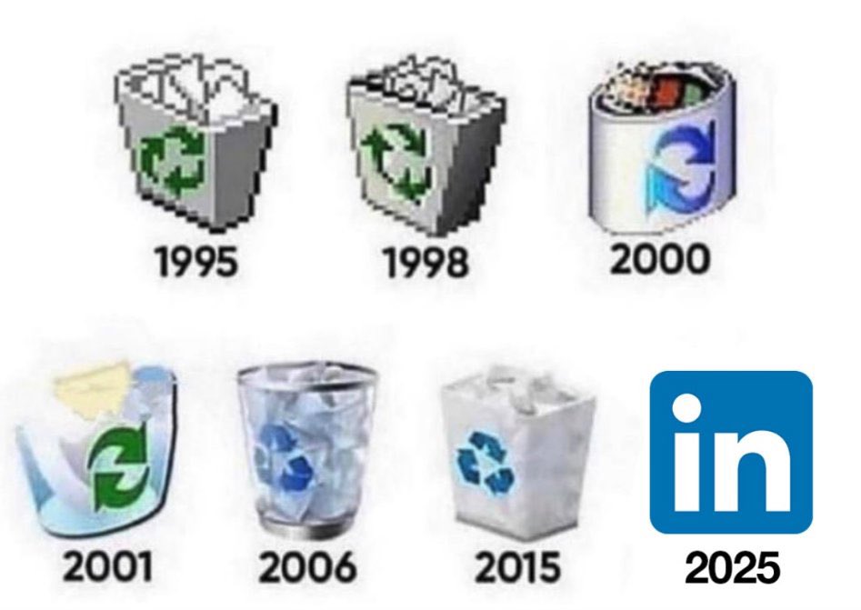 thirtythree's tweet photo. @elonmusk The evolution of the trash icon https://t.co/IN2TTJeNJF