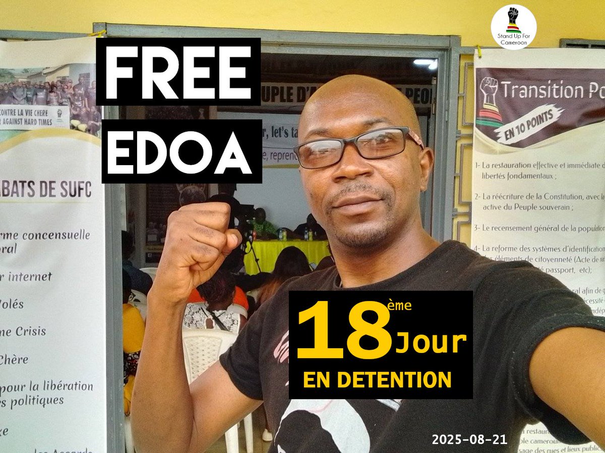 Remi Tassing (@tassingremi) on Twitter photo Comme le rappelait <a href="/Ryan_enOr/">Tambhou Ryan</a>, au pays de PAUL BIYA, tu peux battre ta femme ร mort, payer 52.000 FCFA et รชtre libre. Tandis que si tu vas ร une audience publique, tu finis au tribunal militaire.
#FreeEdoa
#FreePoliticalPrisoners Comme le rappelait <a href="/Ryan_enOr/">Tambhou Ryan</a>, au pays de PAUL BIYA, tu peux battre ta femme ร mort, payer 52.000 FCFA et รชtre libre. Tandis que si tu vas ร une audience publique, tu finis au tribunal militaire.
#FreeEdoa
#FreePoliticalPrisoners
