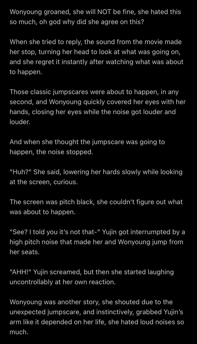 dimplezgfs's tweet photo. "I hate horror movies!" 

An Annyeongz ficlet. 

#AnffectiWon  #PinkAffection #Annyeongz https://t.co/o079vM3Tvz