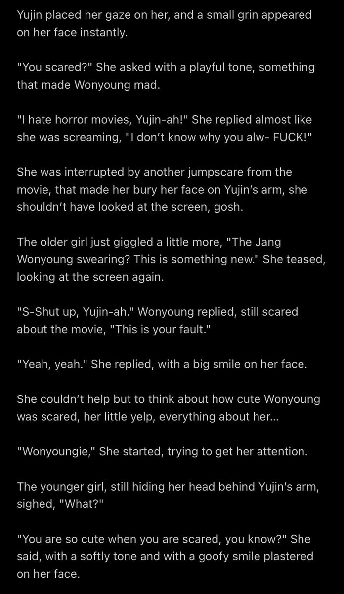 dimplezgfs's tweet photo. "I hate horror movies!" 

An Annyeongz ficlet. 

#AnffectiWon  #PinkAffection #Annyeongz https://t.co/o079vM3Tvz