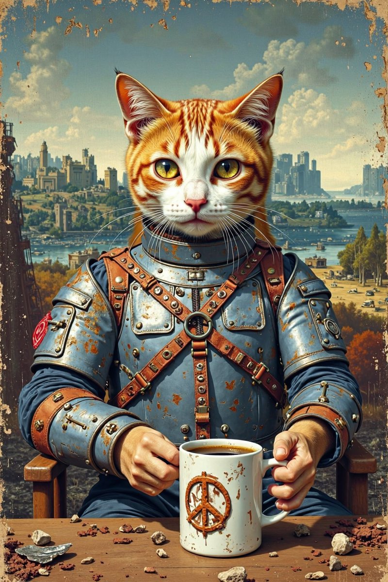 MojoYates_SL's tweet photo. Rise and shine, warriors! โ๏ธโ๏ธ When life gets rusty, armor up and start your day with a cup of peace. ๐๏ธโ๏ธ
#Peacekeeper #CoffeeTime #GoodMorning #Catitude #Motivation #MorningVibes #EpicStart #TrendingNow #AIart #digitalarts https://t.co/CeQ7gYMnne