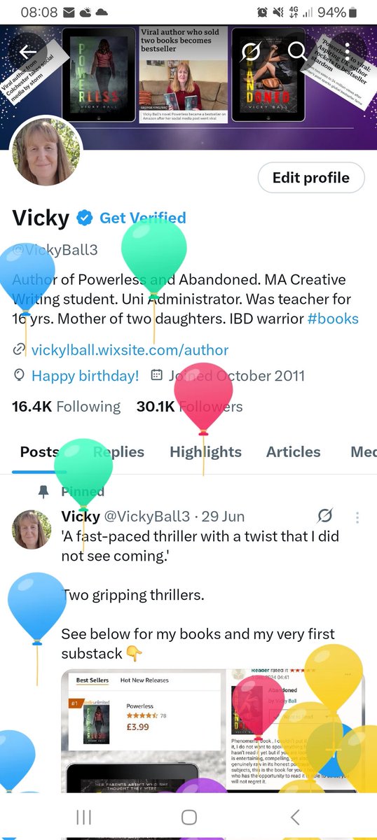 VickyBall3's tweet image. Good morning. Happy Thursday. It's my birthday today 😊 Got the day off work and am going to a little theme park. Have a great day 🌞
