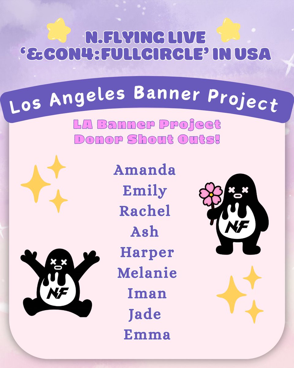 NFlyingLA's tweet image. 🚨 N.Fia! 🚨

We hit our fundraising goal! 🎉 800 banners will be ready for N.Flying’s LA show on Aug 29 💜

Now we need VOLUNTEERS to help hand them out before the concert! 🙌

Sign up here 👉 forms.gle/pT1bXtpuE8eRgp…

Let’s make this night unforgettable! 🚀✨
#NFlying #NFia