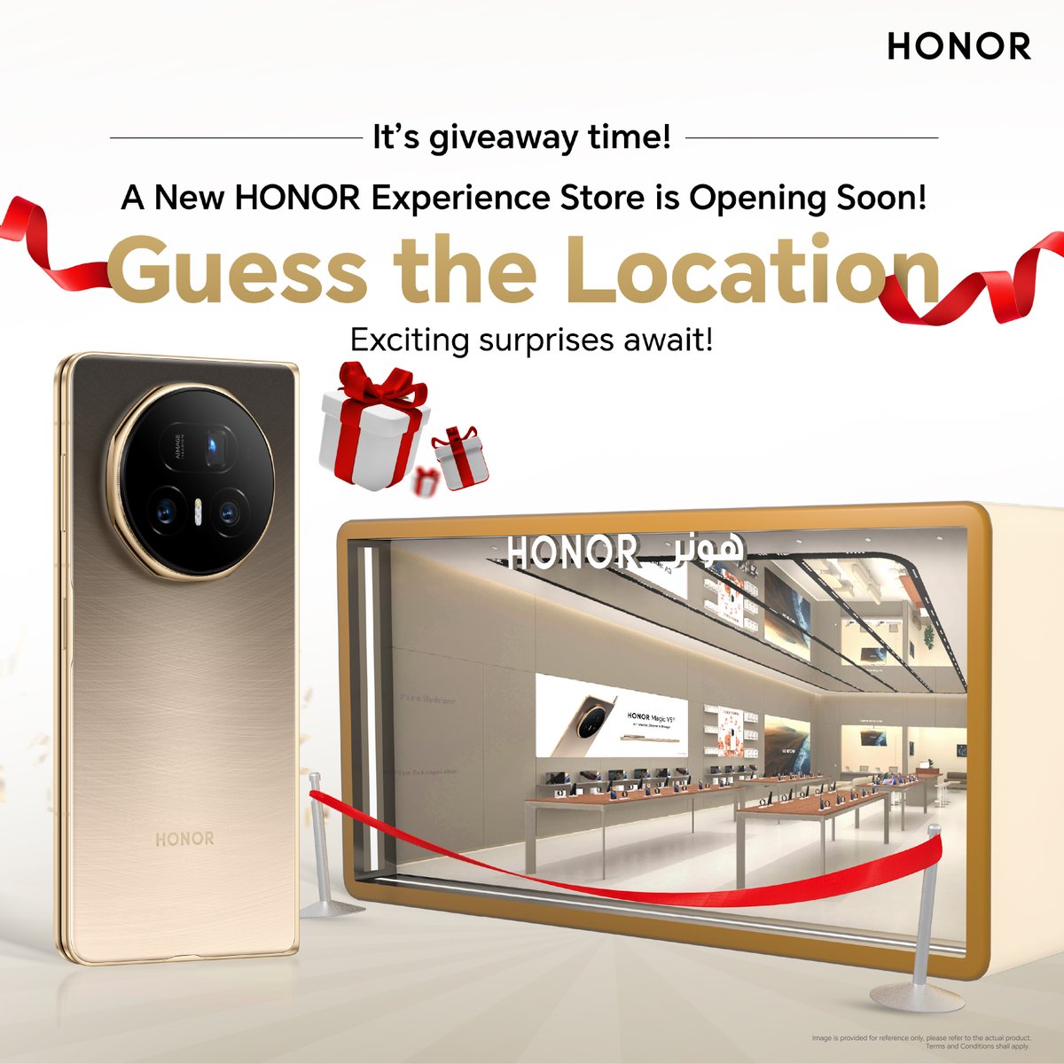 It’s giveaway time! 🎉 We’re opening a new HONOR Experience Store in the UAE. Can you guess where? 👀 Here’s a hint: it’s inside one of the malls in Abu Dhabi! 🏬 Drop your answer in the comments for a chance to win. ✨
Competition ends tomorrow!

حان وقت الهدايا! 🎉
نفتتح متجر