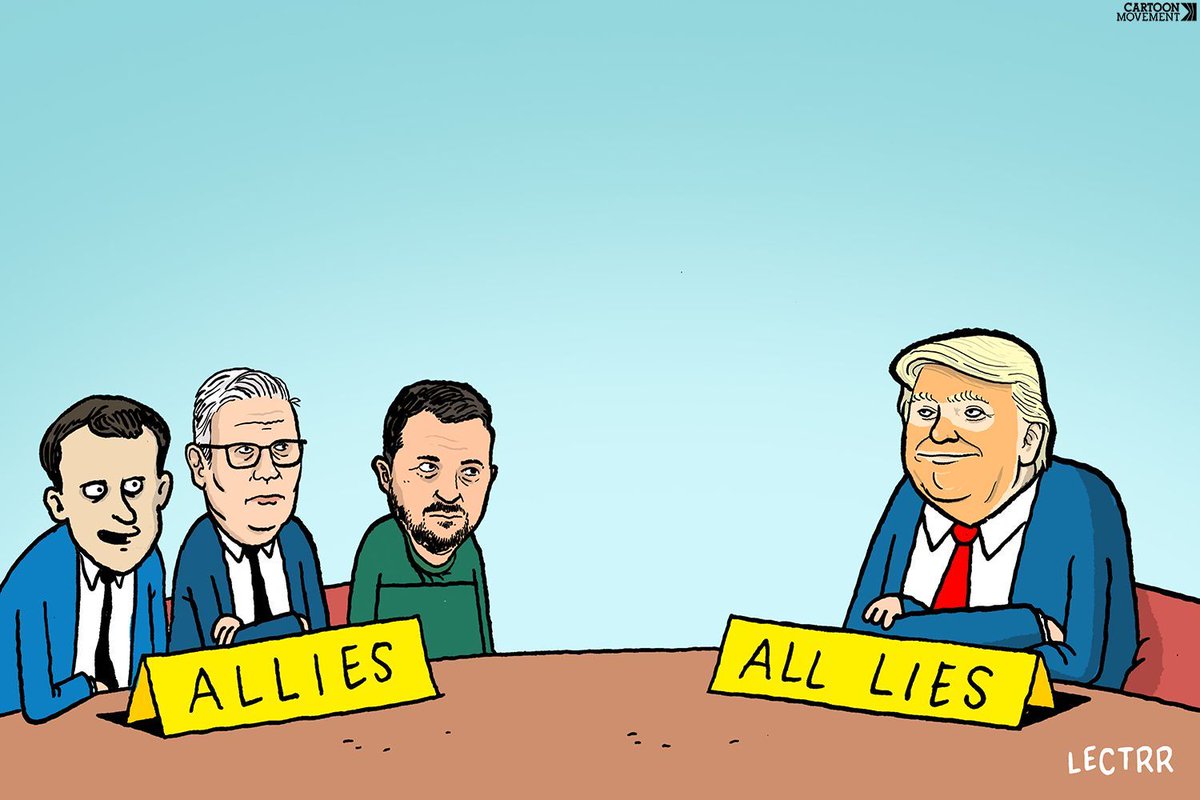 Allies. Today's cartoon by Lectrr. More cartoons: buff.ly/C5yvWfi

#Trump #Europe #liar