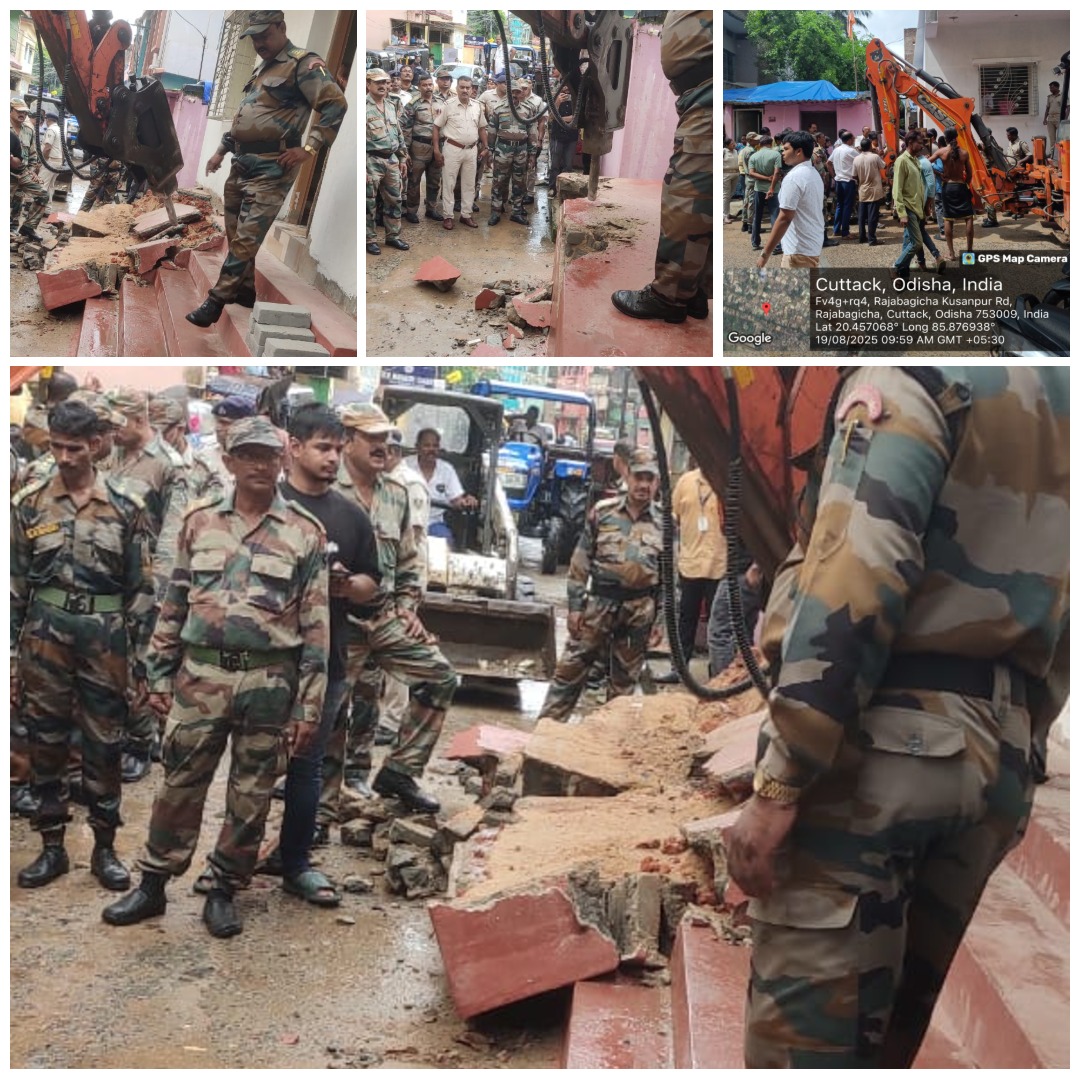 KMCKataka's tweet photo. The CMC Enforcement Team removed illegal encroachments near Rajabagicha DAV School Road and Debris were immediately removed from the road 🚧. This step ensures safer roads, smooth traffic & a cleaner city for everyone. 💙✨
#CMCCuttack #EncroachmentRemoval #BetterCuttack https://t.co/8oU9HgWzuy