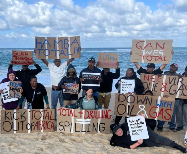 350Africa's tweet photo. From Nigeria’s streets to📍South Africa’s shores, the #KickTotalOut of Africa Week of Action has ignited a continent-wide wave of resistance, demanding accountability from polluters like @TotalEnergies and a fair, community-led energy future.✊🌍
#StopEACOP #KickPollutersOut #KTOA #KickTotalOut #ClimateJustice