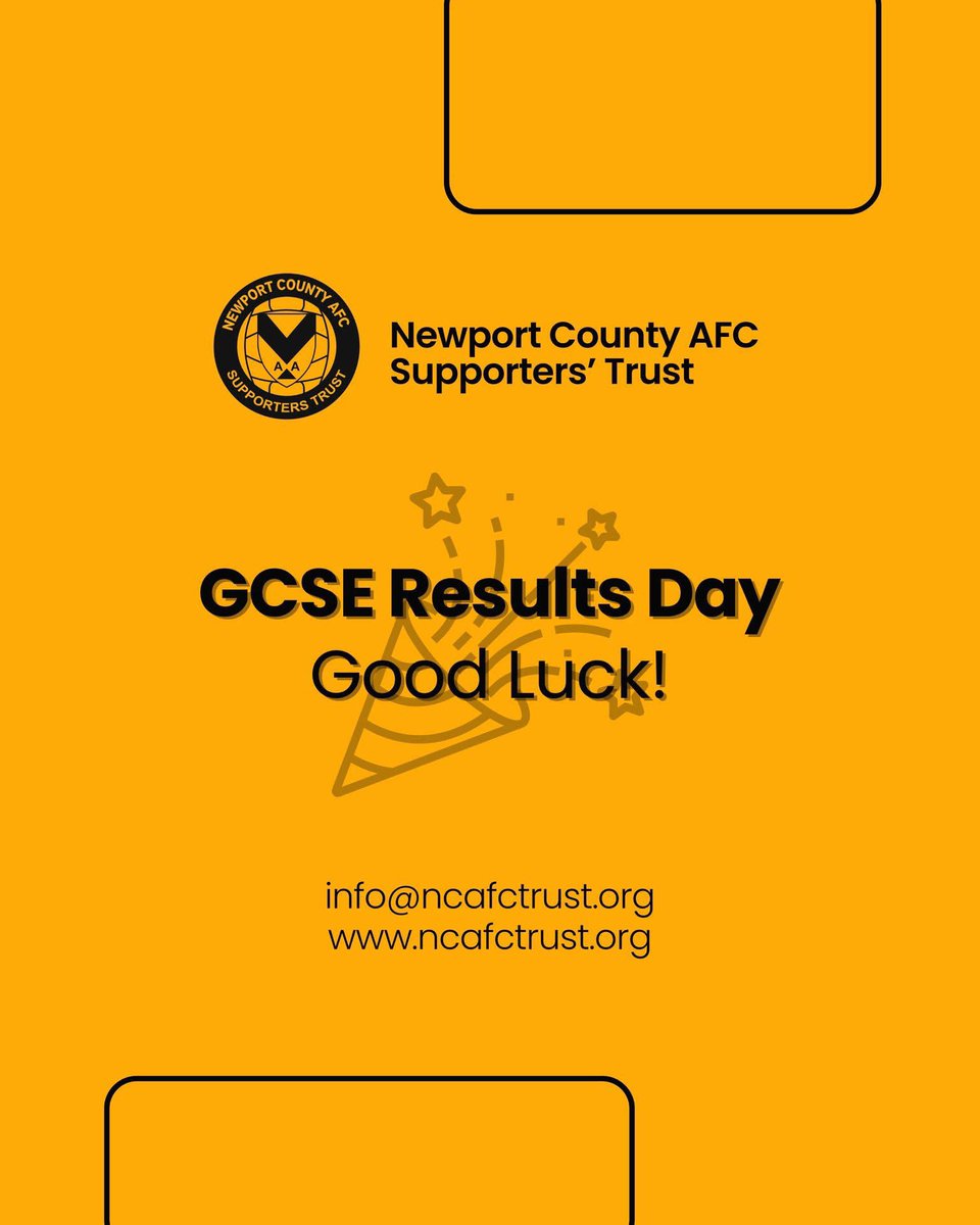 Good luck to all Exiles fans collecting GCSE results today!

We’re excited to see what the future holds for you 🎉

#ResultsDay #NewportCountyAFC #NewportCounty #LeagueTwo #League2