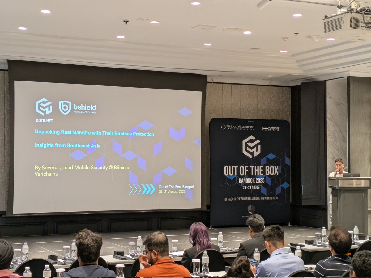 Cooper (@ministraitor) on Twitter photo Closing off <a href="/OOTBconf/">Out Of The Box Security Conference</a> Bangkok we have Huy Ngo aka Severus from <a href="/Verichains/">Verichains</a> with a lab:
Unpacking Real Malware with Their Runtime Protection: Insights from Southeast Asia Closing off <a href="/OOTBconf/">Out Of The Box Security Conference</a> Bangkok we have Huy Ngo aka Severus from <a href="/Verichains/">Verichains</a> with a lab:
Unpacking Real Malware with Their Runtime Protection: Insights from Southeast Asia