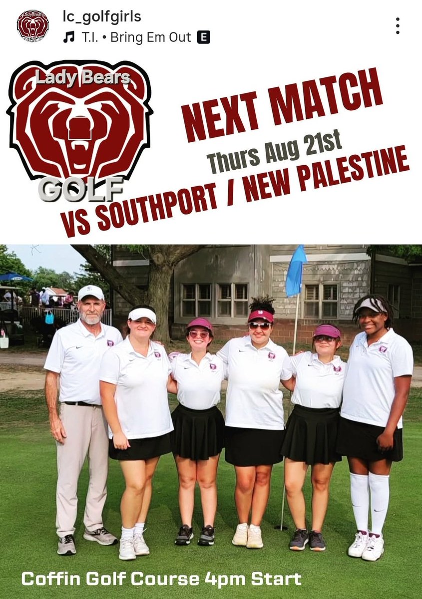 LCHS_GGolf's tweet photo. The Lady Bears Golf team will face stiff competition this Thursday. Support these ladies as they try to continue their winning ways. https://t.co/lr904JBpxb