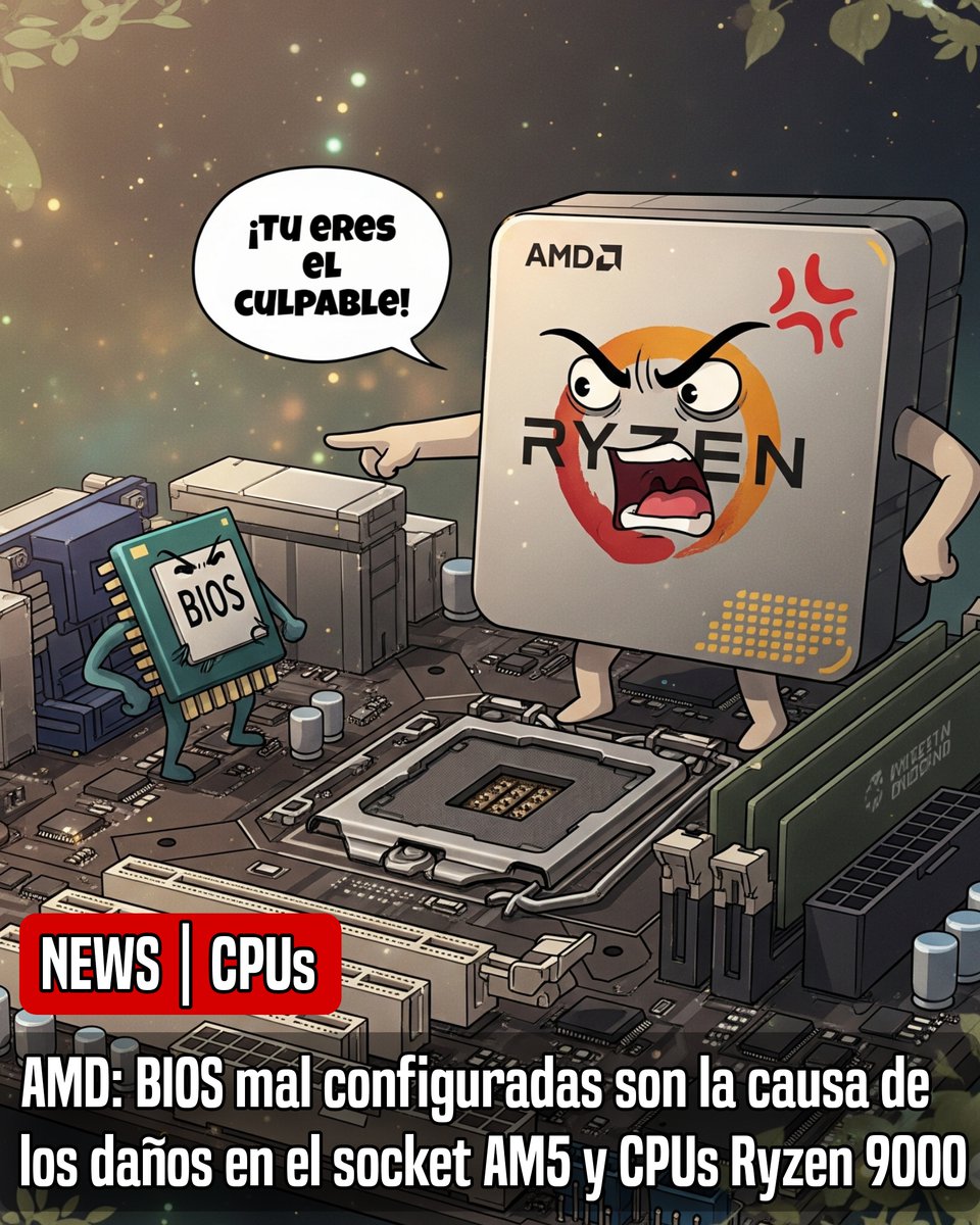 Solidus_J2K's tweet photo. AMD afirma que las configuraciones incorrectas en la BIOS, por parte de los fabricantes de placas madre, son 𝗹𝗮 𝗰𝗮𝘂𝘀𝗮 𝗱𝗲 𝗹𝗼𝘀 𝗱𝗮𝗻̃𝗼𝘀 𝗲𝗻 𝗲𝗹 𝘀𝗼𝗰𝗸𝗲𝘁 𝗔𝗠𝟱 y no por sus CPUs Ryzen 9000X(3D).

Mas info: https://t.co/wIdBeZkhmh https://t.co/5PZSoackX6