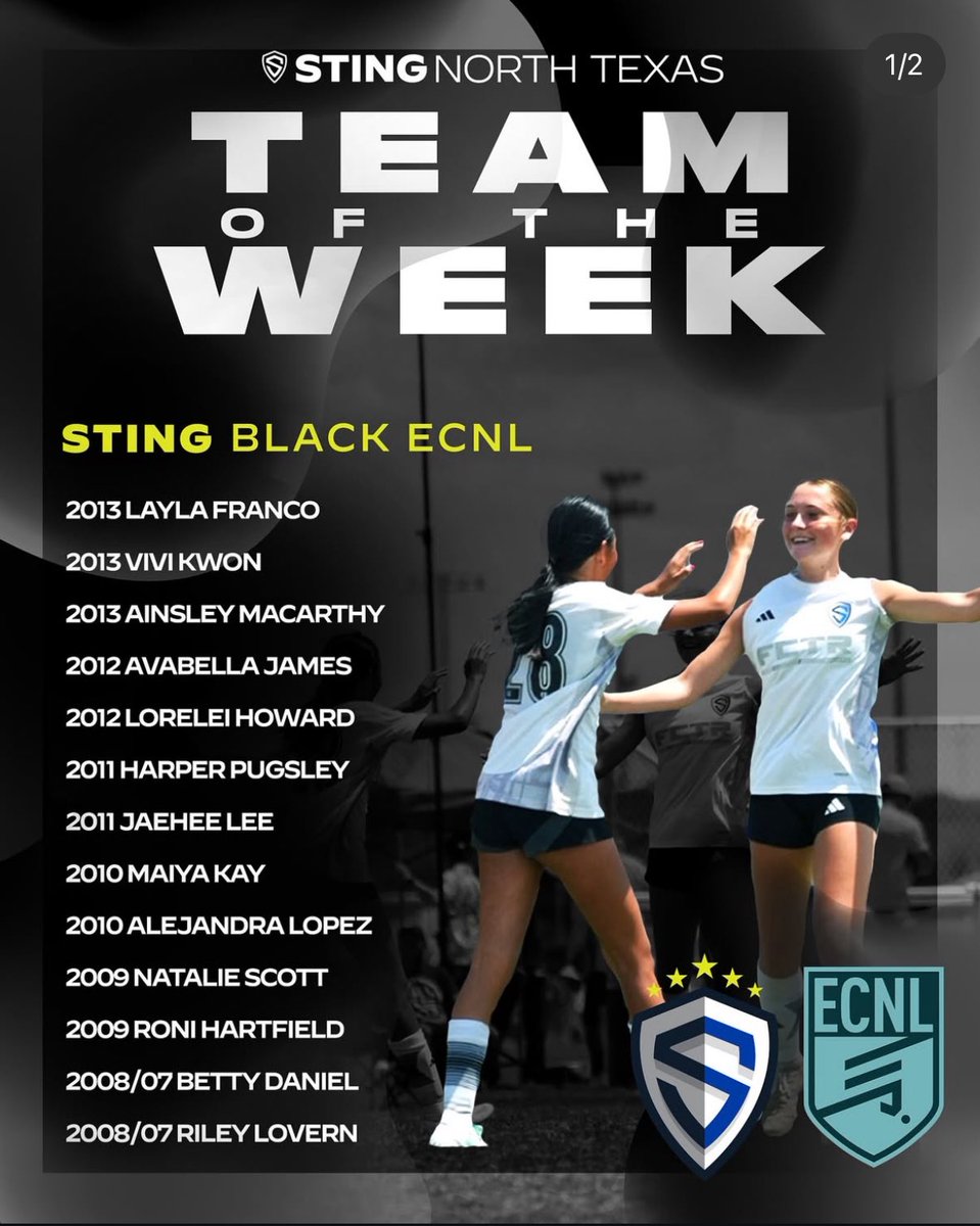BettyDaniel2026's tweet photo. team of the week‼️ thank you @StingSoccerClub 
#ecnl #stingblack https://t.co/8YraHScjHL