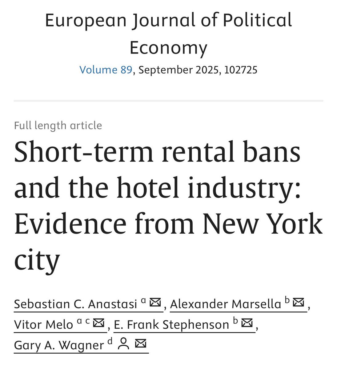 arpitrage's tweet photo. It will not shock you to learn the ban on Airbnb was led by political contributions by the hotel industry, and led to increased hotel rates 

Somehow the neo-Brandeisian antitrust types are silent here https://t.co/fowk0fuOdT