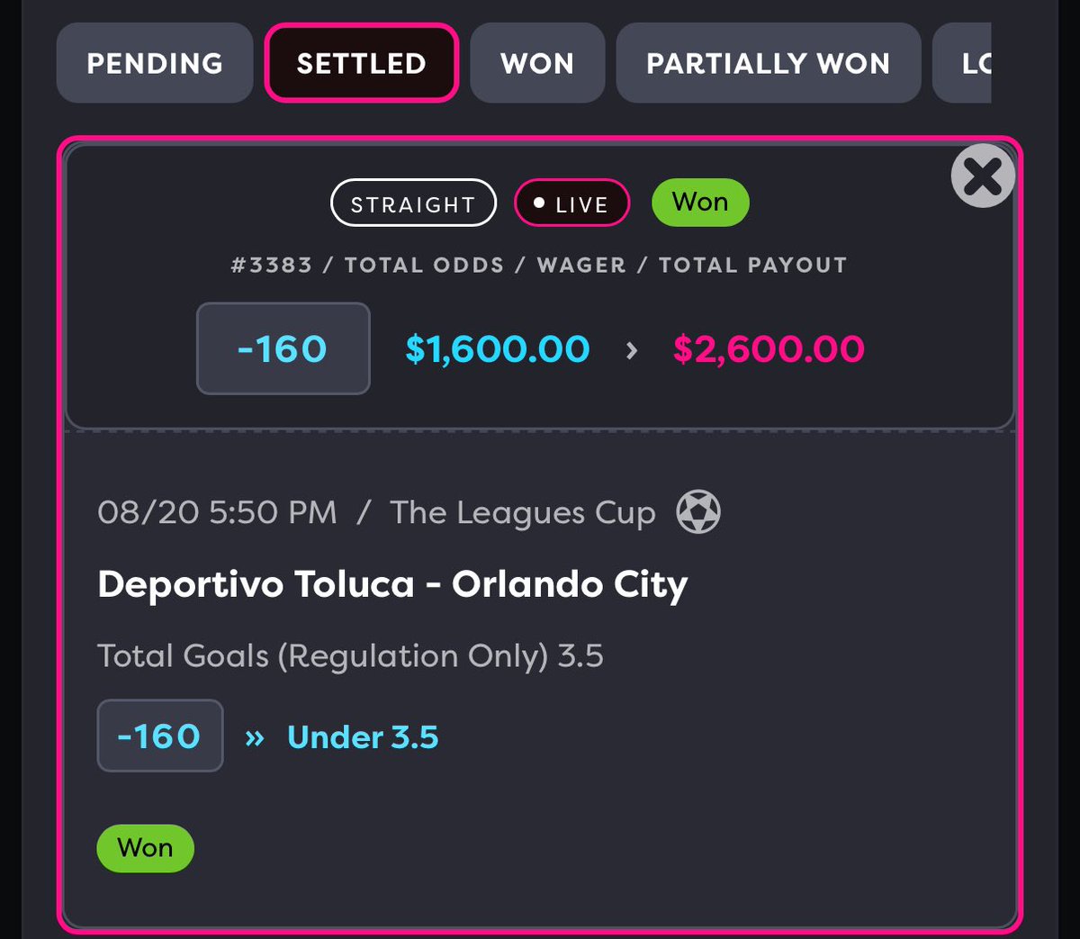 CertifiedBet's tweet photo. ⚽️ Leagues Cup 

✅ Toluca / Orlando Under 3.5 -160 
No Sweat , We Just Keep Winning . 😎

#LeaguesCup2025 #GamblingX 
#VamosOrlando #TolucaFC 
#SportsBettingX https://t.co/8axAYMzEQt