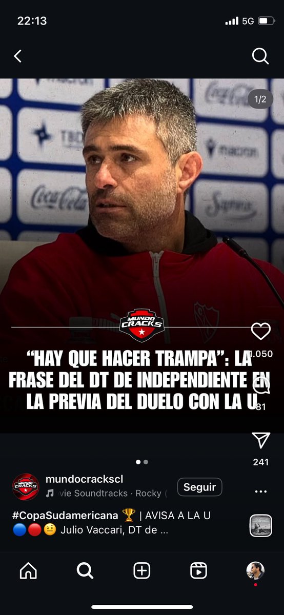 marvazul's tweet photo. @FutbolARG_2020 @danipoblete7 El Dt en la semana pidió ganar como sea y la barra atacó el hotel de @udechile en la madrugada, luego atacó las micros de la barra @udechile y después la barra de @Independiente empezó a tirar piedras a la barra de la U. Después quedó el quilombo, pero el Dt encendió la mecha https://t.co/ZBCu6iVhJo