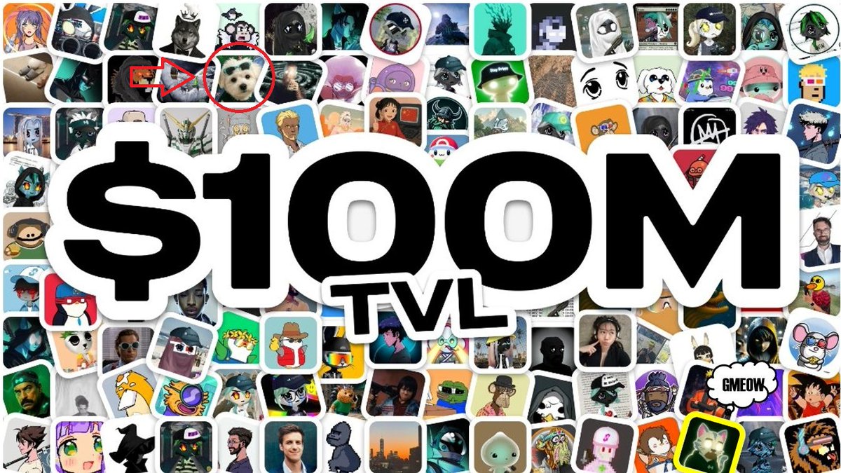 Project X $100M TVLサポーターウォールのコラージュ（Hariの犬アバターが円で囲まれている）