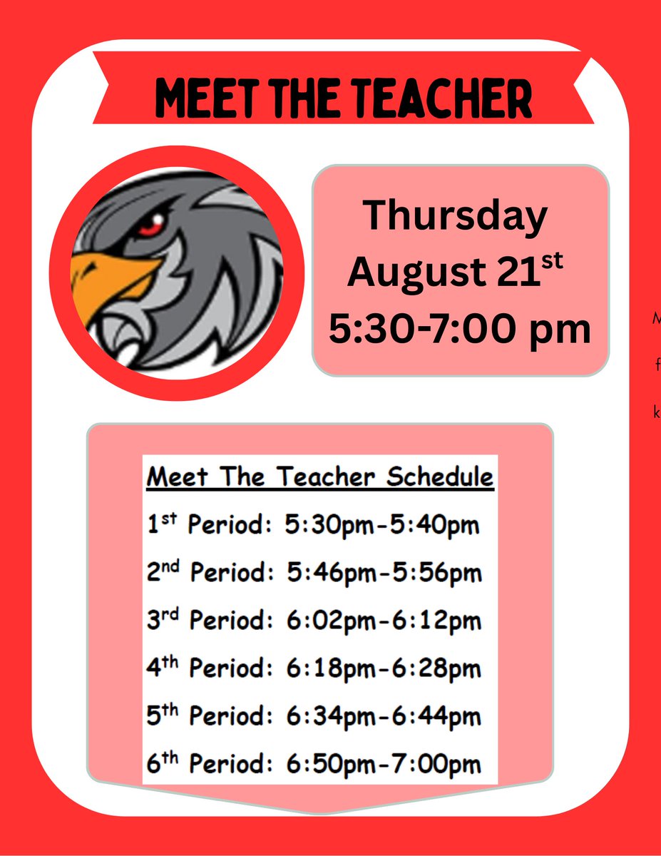 thedigitalnest's tweet image. Falcons, we can’t wait to see you tomorrow at Meet the Teacher Night! The evening kicks off at 5:30 pm—be sure to have a screenshot of your student’s schedule ready so you can get to class on time. #FalconPride #whorocksthehouse