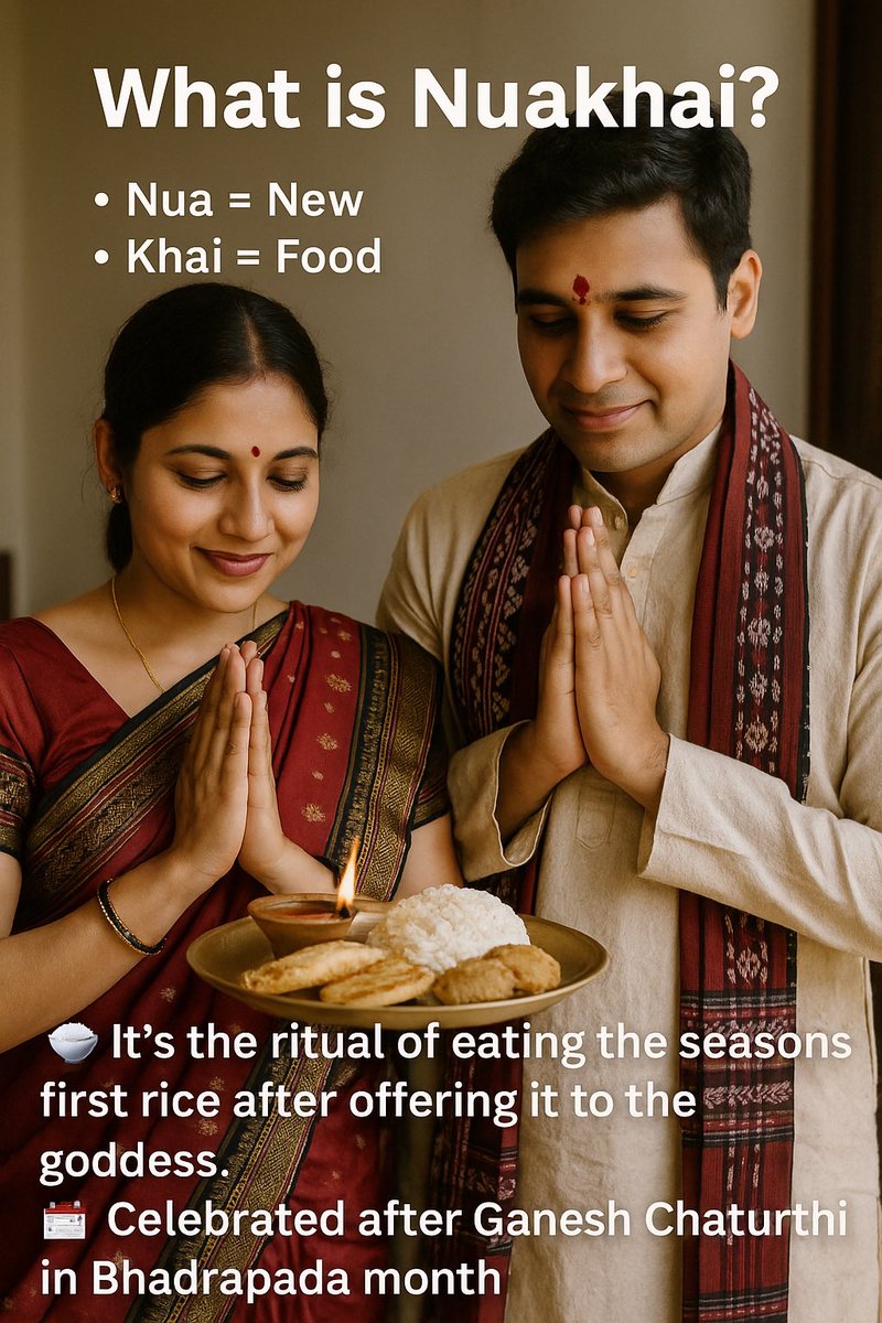 amara_odisha's tweet image. 🌾 Nuakhai — More than just new rice, it’s our new beginning.
From Sambalpur’s Maa Samaleswari on Panchami to Bhawanipatna’s Maa Manikeswari on Dasami — Nuakhai unites us all in gratitude, devotion, and celebration. 💚
#AmaraOdisha #Nuakhai #NuakhaiJuhar #Samaleswari #Manikeswari