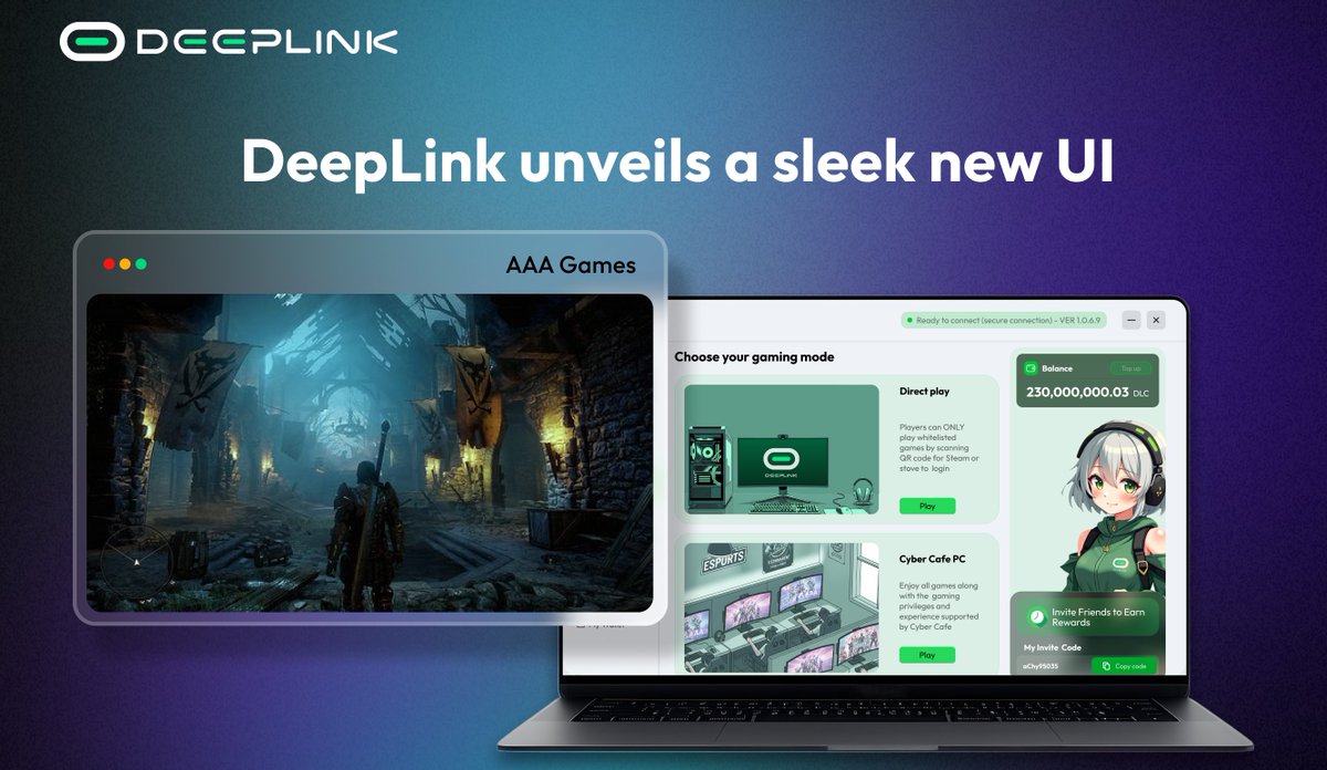 DeepLinkGlobal's tweet image. 🌟 DeepLink just got a massive glow-up! With a new UI and a revolutionary way to game in the cloud
✅ Brand new, sleek UI
✅ RTC-powered instant machine rental
✅ Play instantly from any browser
you can now launch a powerful gaming rig directly from your browser in seconds. No…