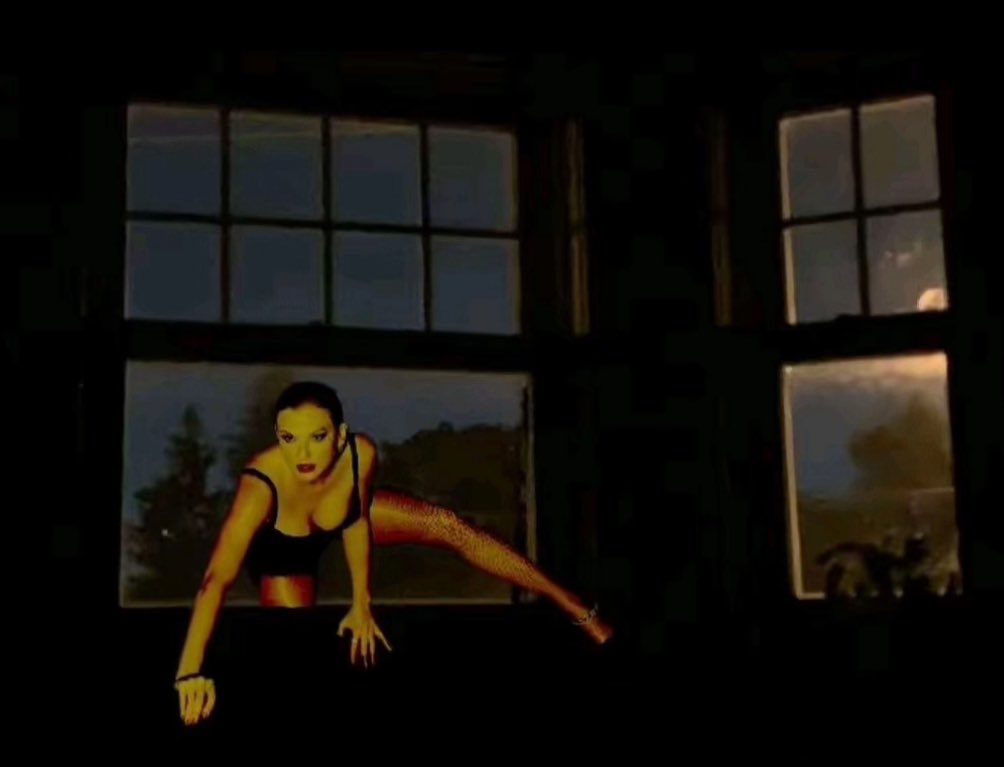 bobby crawling out of that pumpkin looking at athena: