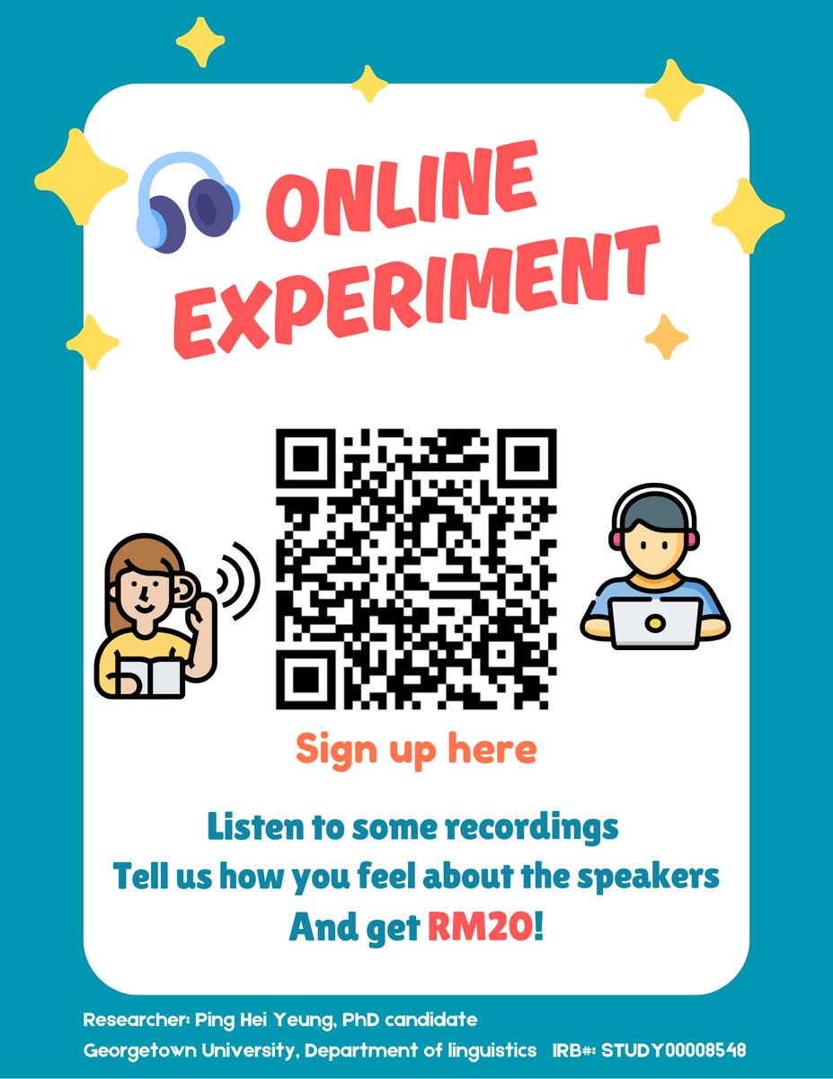 pinghei's tweet photo. Complete this online survey and get RM20!

Hi semua! I'm a PhD student studying how Malaysians🇲🇾 perceive the voices of different English speakers.

Jom sign up for this survey💻, listen to some recordings🎧, and get RM20!

https://t.co/xXAIS0cx7G

#Malaysia https://t.co/xFgsWyfaTH