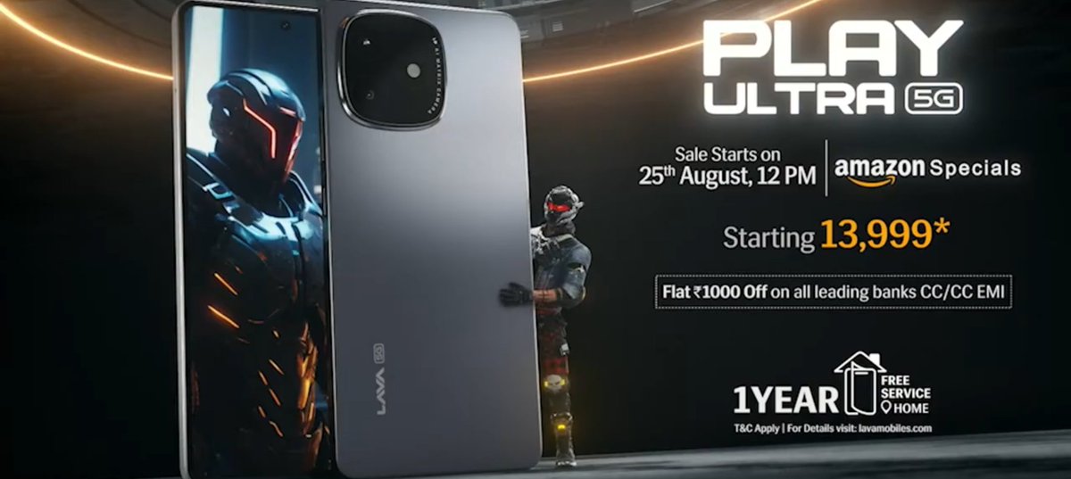 Atulbazaar's tweet photo. LAVA Play Ultra Launched 🔥
Just 13,999 💰
First Sale on 25th Aug 12 PM
#LavaPlayUltra @LavaMobile https://t.co/yKd6KxBGMN