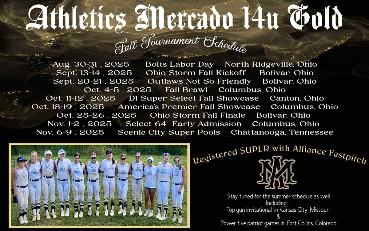 Audree_Schaefer's tweet image. Just dropped our fall schedule!! We are stacked with tons of talent and girls that love playing the game. Come check us out! Let’s go!!! @MercadoAcademy #fastpitch #softball #fallschedule