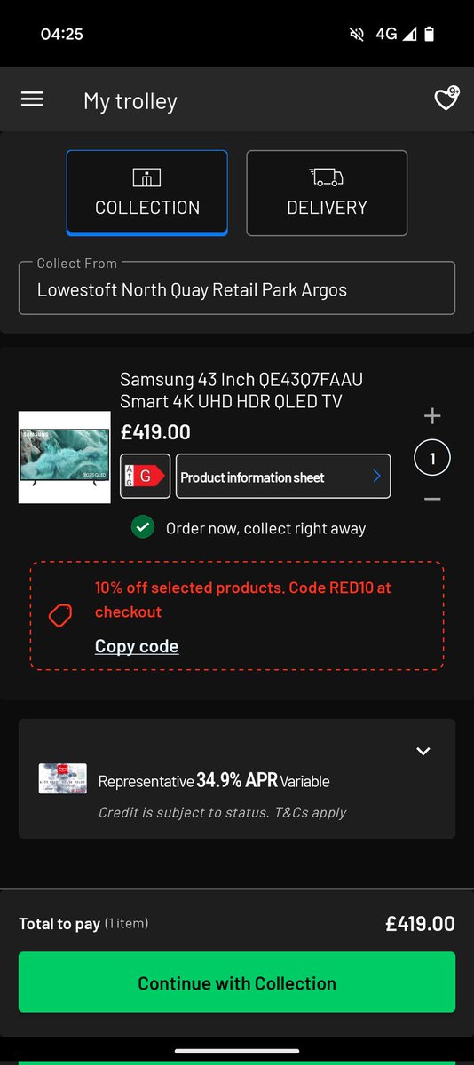 TwoWheelEx's tweet photo. @Argos_Online But when I go to check out it doesn't give the 12 months buy now pay later option https://t.co/ZusMneXf5K