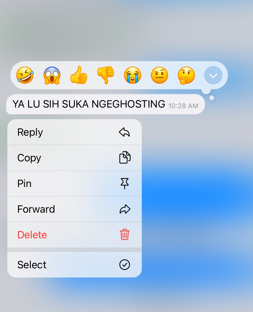 Nggak sanggup gue hal pertama yang gue baca setelah buka telegram. Emang kagak ada yang cinta gw.