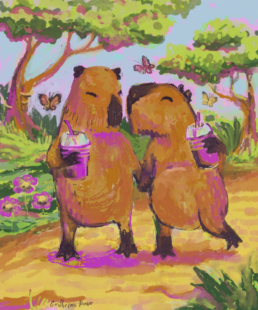 guilhernunes_'s tweet image. capybaras in love - My wedding is going to take place in a few hours, I'm very anxious.