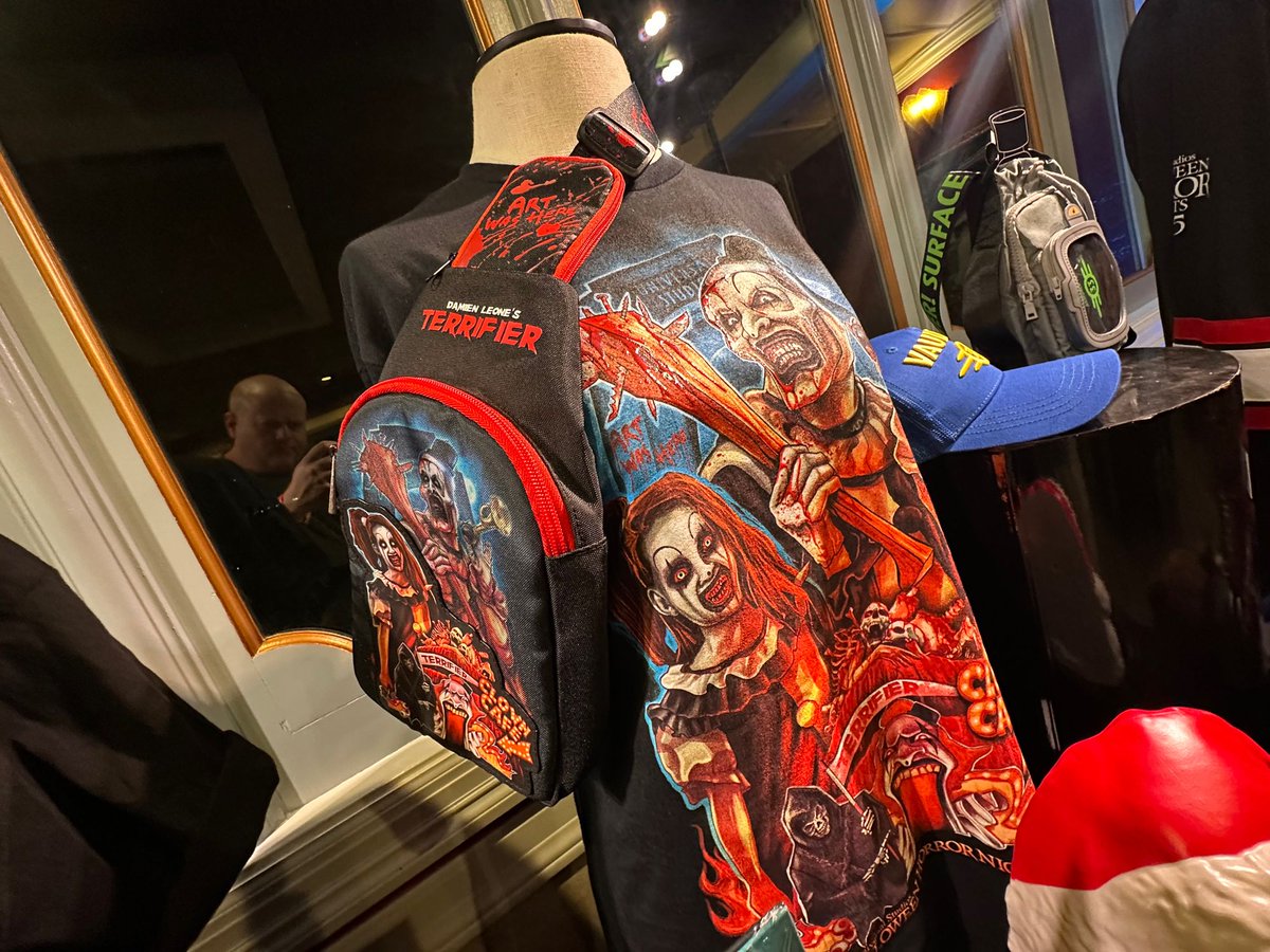 insideuniversal's tweet photo. The merchandise line for Halloween Horror Nights 2025 includes Jason, Fallout, Terrifier, and The Wyatt Sicks. @HorrorNights #UniversalHHN https://t.co/7jX6ilsTD7