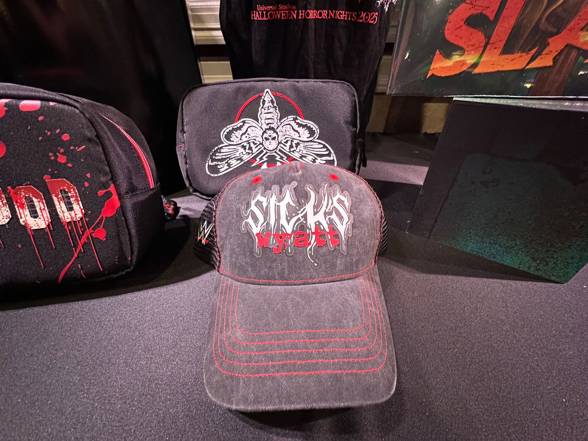 insideuniversal's tweet photo. The merchandise line for Halloween Horror Nights 2025 includes Jason, Fallout, Terrifier, and The Wyatt Sicks. @HorrorNights #UniversalHHN https://t.co/7jX6ilsTD7