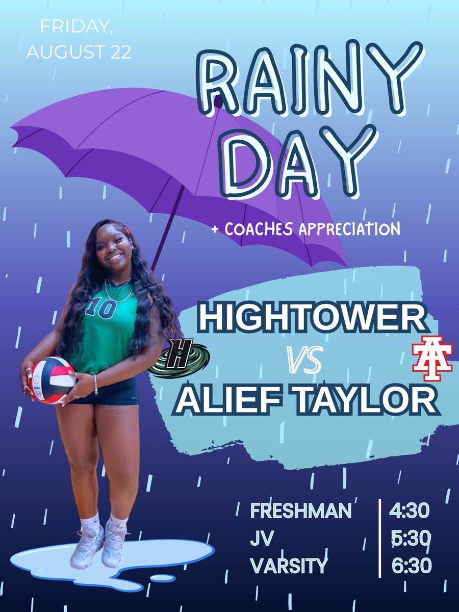 The theme issssss Rainy Day! Game Day Friday! 8.22 Come out and support the lady canes in a home matchup against Alief Taylor! 

#StormWatch 🌀