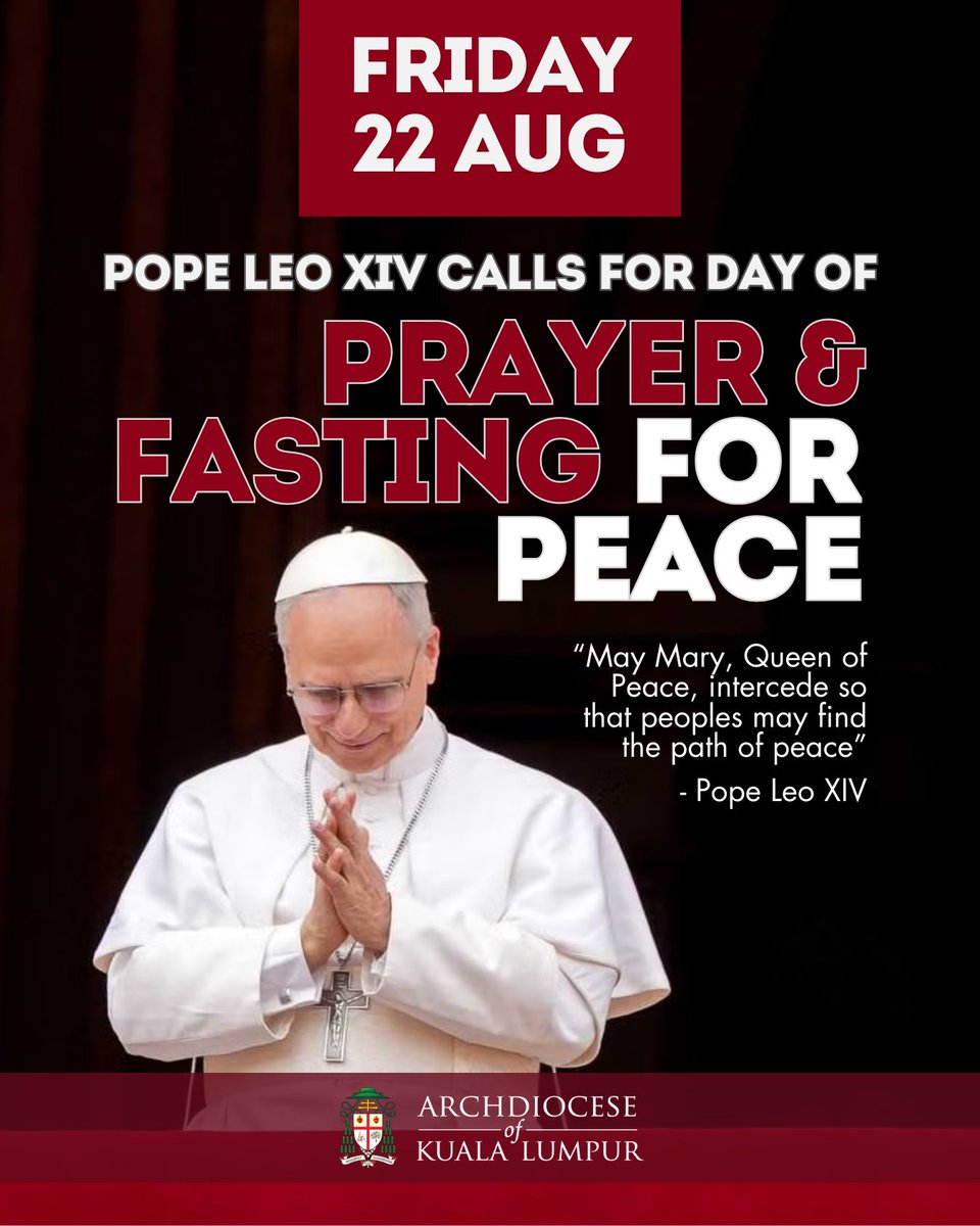 Pope Leo XIV invites the faithful to unite in prayer and fasting on 22 August for peace, and calls for a "disarmed and disarming peace" in all places torn by armed conflict.
