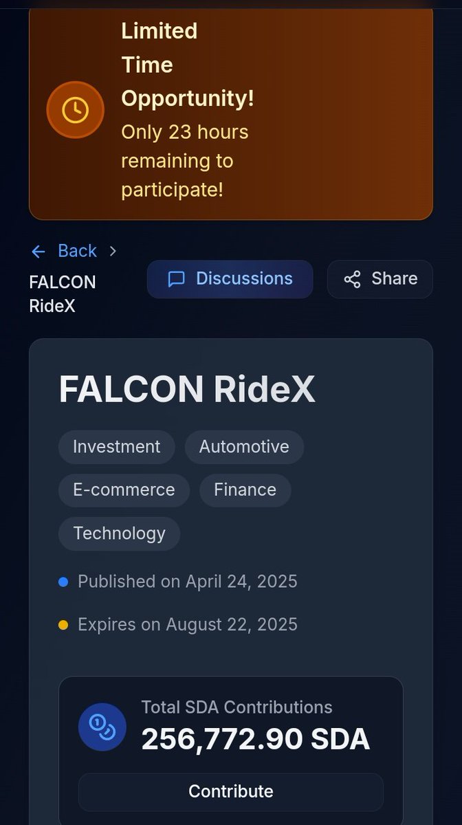⏳ Only 23 Hours Left! Be part of Falcon RideX — fuel the future of speed, luxury, and innovation today!

Learn more here🔥🔥
sidrastart.com/project/ab0da5…

Telegram link:
t.me/+dcKU5aBc1U05O…

<a href="/JbDelarosa8/">JbDelarosa</a> <a href="/sidrachain/">SidraChain</a>
<a href="/maljefairi/">محمد الجفيري</a> <a href="/GLNsGlobal/">GLNs Global</a> <a href="/PiCoreTeam/">Pi Network</a> <a href="/Yoonhui1217/">💫Yoonhee kim💫 🧡 🌐 (Ø,G)</a>
<a href="/wreixidra/">⚜️WREIXIDRA ⚜️</a>