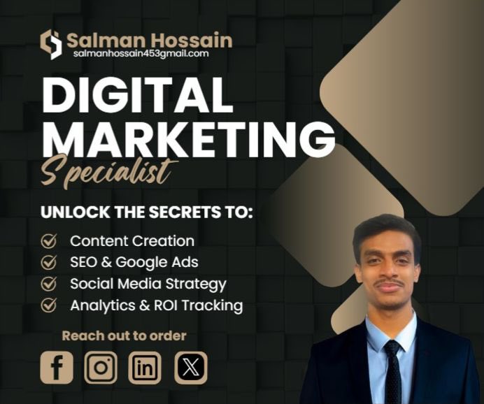 salman_ani48441's tweet photo. 🚀 Grow your business with smart Digital Marketing!

🌐 Available on: Facebook | Instagram | LinkedIn | X

📩 Let’s connect: salmanhossain453@gmail.com

#DigitalMarketing #SEO #BusinessGrowth #MarketingStrategy https://t.co/0kE1SepzPz