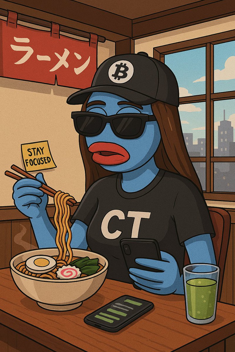 CAG’s power lunch a hot steaming broth from the ramen is the perfect food for this rainy day. 🥢📱

She’s posted up in a ramen shop, sunglasses on, CT tee loud and proud, noodles mid air, and that phone buzzing with green-text secrets. The smoothie’s frothy, the vibes are spicy,