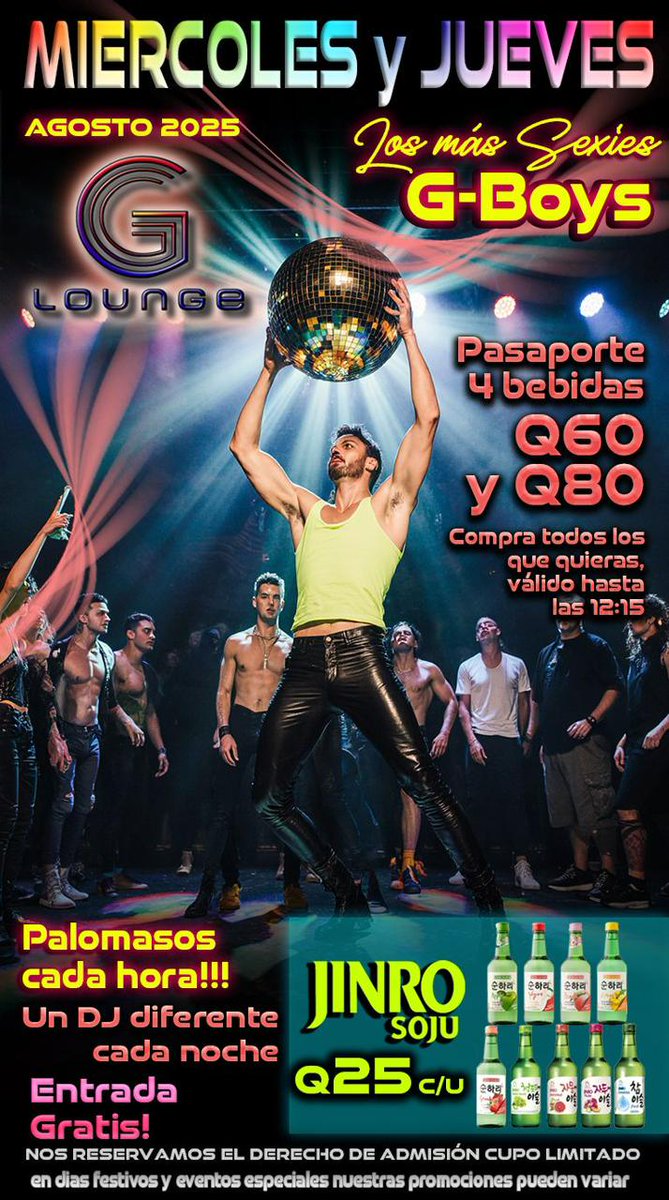 Los más sexies e intenso G Boys llegan los miércoles y jueves al G ♥️