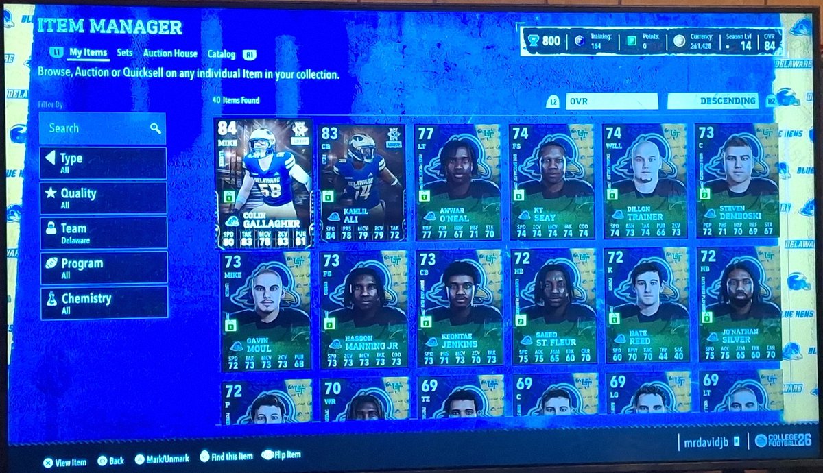 David B (@mrdavidjb) on Twitter photo On <a href="/EASPORTSCollege/">EASPORTSCollege</a> <a href="/EASPORTS_CUT/">CFB Ultimate Team</a>, I have 41 <a href="/Delaware_FB/">Delaware Football</a> cards, including 34 of the 36 players issued so far. I'm only missing Brogna and McKinley, both of whom are 65's & I have never seen them pop up in the auction house (and I look for them). #CFB26 #BlueHens #easports On <a href="/EASPORTSCollege/">EASPORTSCollege</a> <a href="/EASPORTS_CUT/">CFB Ultimate Team</a>, I have 41 <a href="/Delaware_FB/">Delaware Football</a> cards, including 34 of the 36 players issued so far. I'm only missing Brogna and McKinley, both of whom are 65's & I have never seen them pop up in the auction house (and I look for them). #CFB26 #BlueHens #easports