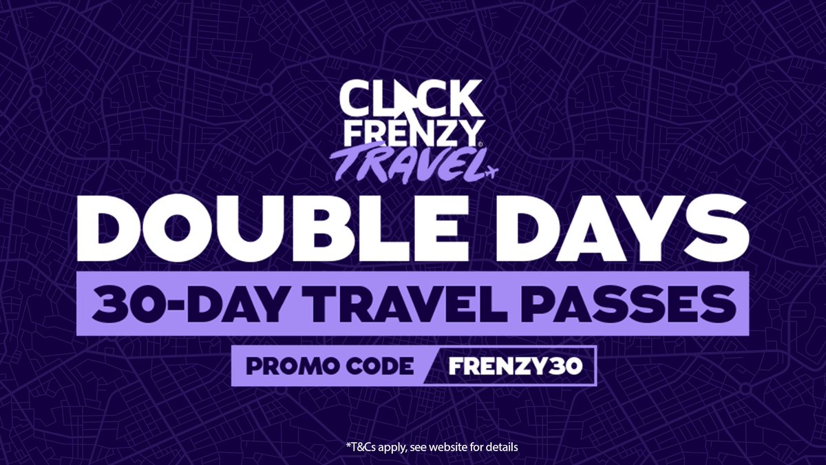 💥Last chance to get double days on 30-day travel passes*💥

Use code FRENZY30 &gt; bit.ly/4lA4R7O

*T&amp;Cs apply, see web for details. Offer ends midnight AEST 31/8/25
