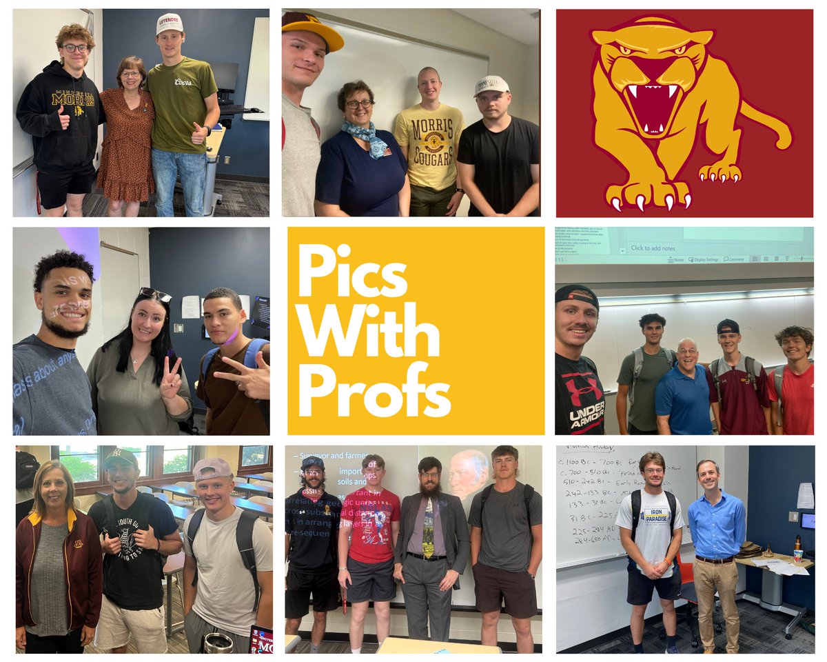 UMMCougarBB's tweet photo. Day 1 of classes in the π
So begins our start of the school year #PicswithProfs
It's about building relationships π€
Thank you to our @UMNMorris faculty for taking the time to meet our Cougar βΎοΈstudent-athletes
#PlayforthePile #STUDENTathlete https://t.co/HKhPwiQJrY