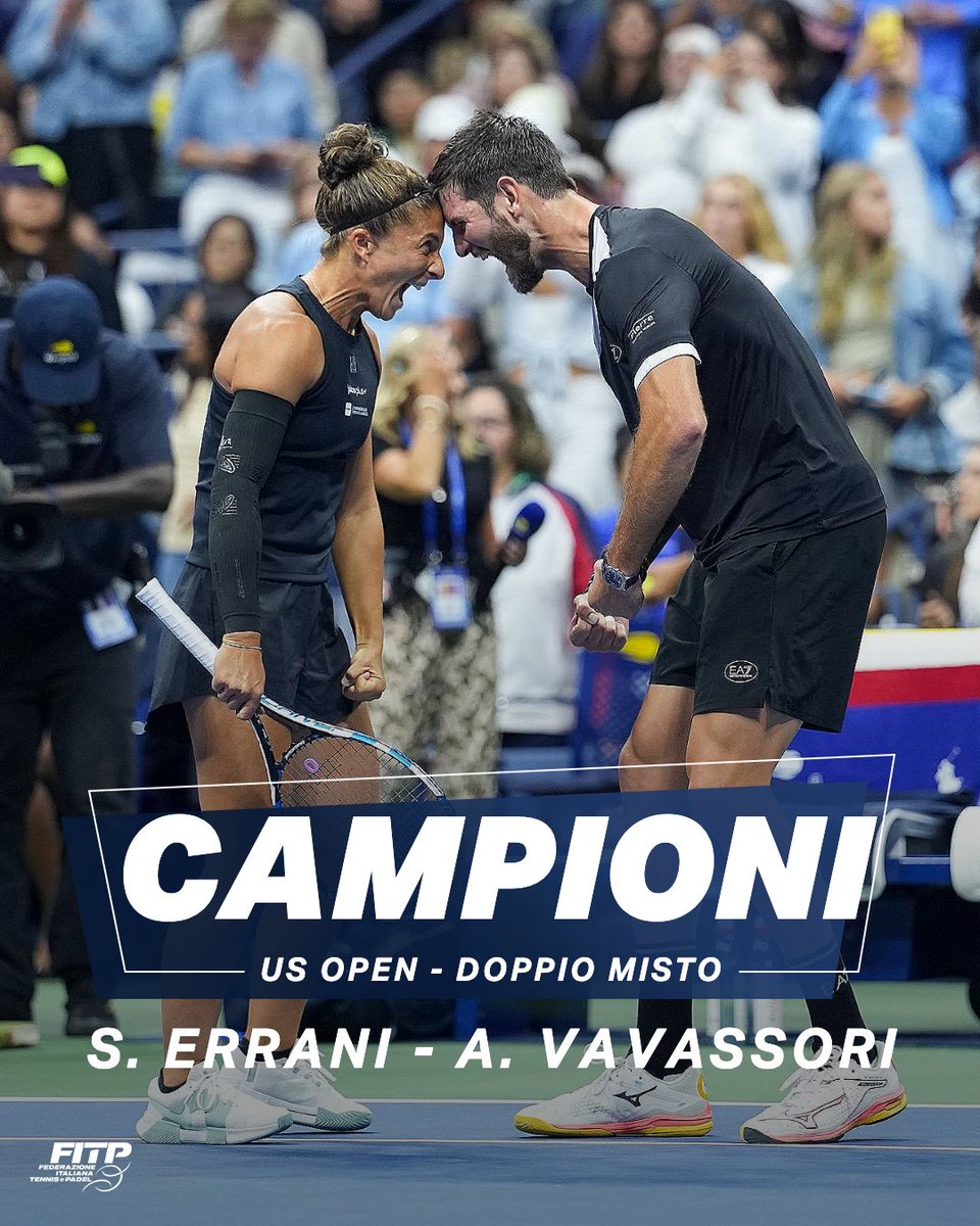 ANCORA NOI, ANCORA LORO, ANCORA QUI 🏆🏆

Errani e Vavassori sono campioni dello #USOpen per il secondo anno consecutivo sconfiggendo in finale la coppia Swiatek/Ruud per 6-3, 5-7, 10-6!

Grazie, grazie e ancora grazie: tre volte, come gli Slam che ci avete regalato in un solo